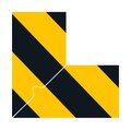 Superior Mark Floor Marking Corners, L Marker, 4in, Black/Yellow Hazard Stripe IN-50-506